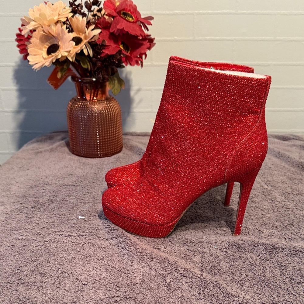 Thalia Sodi Glittering Red Heeled Boots
